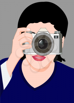 Illustration of the girl with a camera