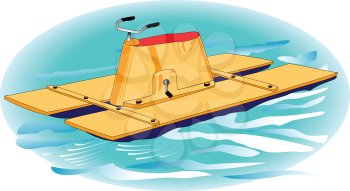 Illustration of yellow water bike on the waves