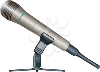 Illustration of a wireless microphone on a support