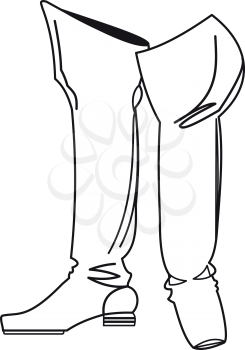 Illustration of outline of boots jackboots isolated on a white background