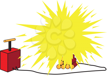llustration of an exploded dynamite with an detonator
