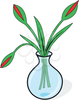 Illustration of a glass vase with flower buds
