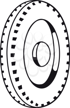 Illustration of the contour of the automobile wheel on a white background