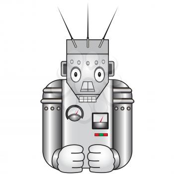 Illustration of a cartoon retro robot on a white background