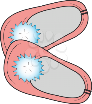 Illustration of children's slippers with a pompon on a white background