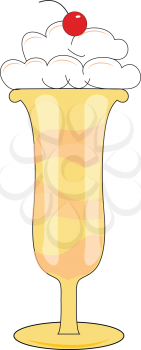 Illustration of a glass with ice cream and a red berry