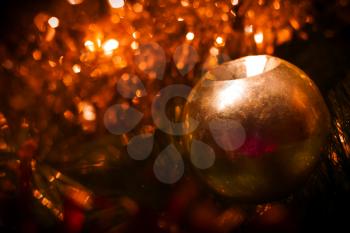 Blurred colorful Christmas background with ball and bokeh effect
