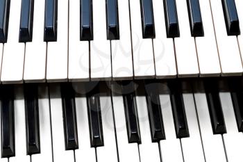 Parts of two classical music keyboard close up