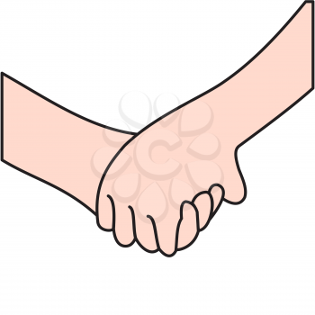Illustration of two cartoon children`s hands on a white background