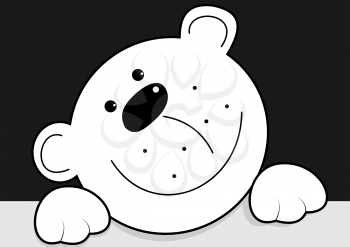 Illustration of a smiling funny white bear on a black background