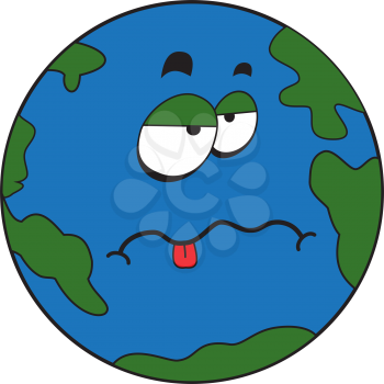 Illustration of a comic cartoon strange planet earth
