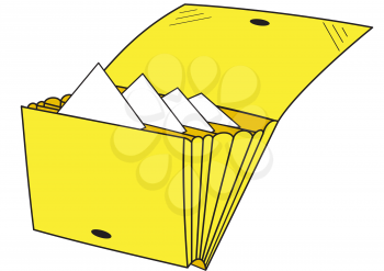 Illustration of a yellow folder with documents on a white background