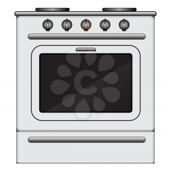 Illustration of a stove with oven and dryer on a white background