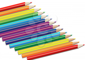 Illustration of a set of colored pencils on a white background