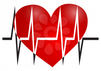Illustration of the symbols of the heart and cardiogram on white background