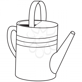 Illustration of outlines of garden watering can isolated on a white background