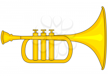 Illustration of small brass trumpet isolated on white background