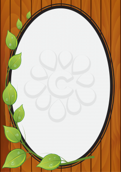 Illustration of a decorative frame for photos on a wooden background