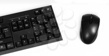 Computer keyboard and wireless mouse isolated on white background