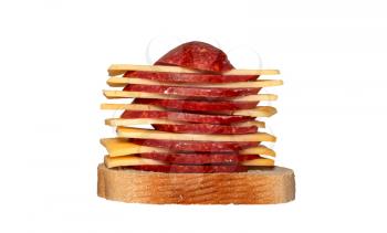 Sandwich with Sausage and Cheese isolated on white background