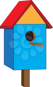 Single birdhouse illustration isolated on white background