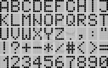 Illustration uppercase alphabet digital LCD indicator on a grey background