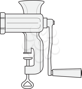 Mechanical meat grinder illustration isolated on white background