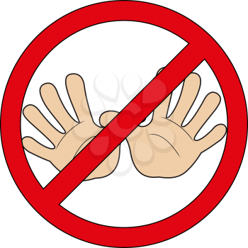 Illustration of a prohibition sign with two hands