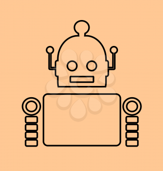 Cute vintage robot. Robotics industry relative image. Outline icon