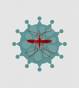 Mosquito and virus. Simple icons that illustration of many disease transmission such as dengue fever, zika disease, yellow fever, chikungunya disease, filariasis, malaria , enchaphalitits and else.