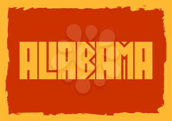 Image relative to USA travel. Alabama state name in grunge frame