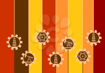 Energy gear shape icons hanging. Vector illustration