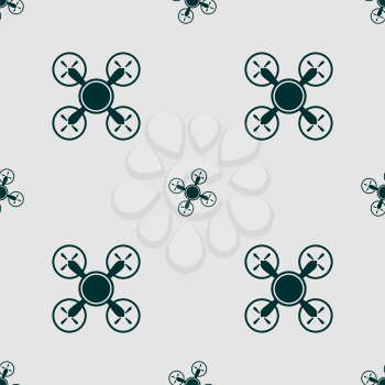 Drone icon flat style symbol. Vector illustration. Seamless backdrop