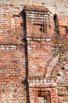 Wall part of Spaso-Prilutsky Monastery in the Vologda city, Russia. Castle defense wall. Decorative element