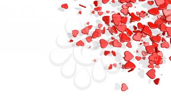 Background relative to valentines day. Hearts icons sparse. 3D rendering
