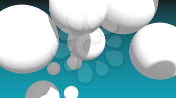 Large group of orbs or spheres levitation in empty space. 3D rendering