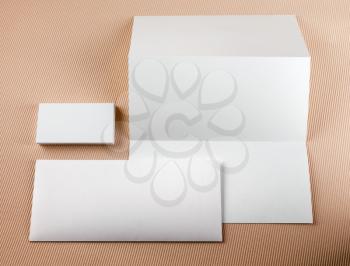 Blank stationery set on a color background. Template for branding identity. 