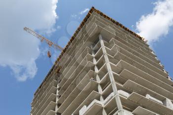 Construction of a residential apartment building of concrete