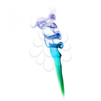 Abstract bright colored smoke on a white background.