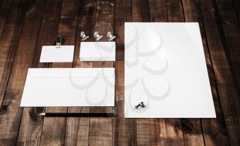 Photo of blank stationery set. Blank stationery template for branding identity for designers. Mock-up for corporate identity.