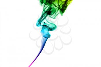 Abstract bright multicolored smoke on a white background.
