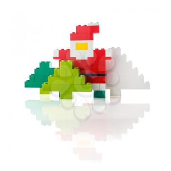 Santa Claus and Christmas tree made from a designer. Clipping path.