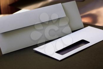 Modern blank envelopes. Shallow depth of field.