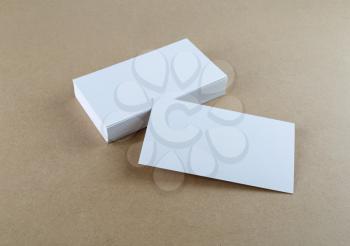 Blank white business cards. Mock-up for branding identity.