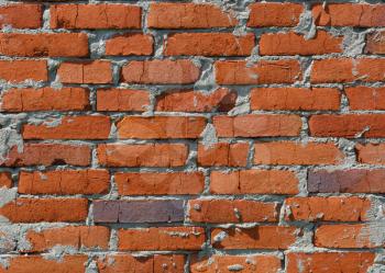 Brick wall texture. Old weathered grunge brickwork background.