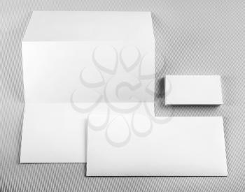 Blank stationery set. Mockup for design presentations and portfolios. Template for branding identity. Top view.