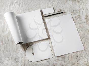 Blank stationery. Identity template. Mockup for branding identity for designers. Top view.
