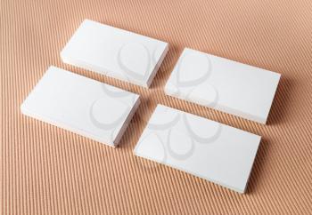 Blank white business cards on color background. Template for ID.