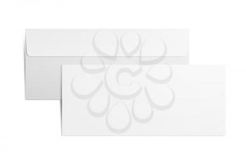 Envelope on white background. Back and front. Clipping path.