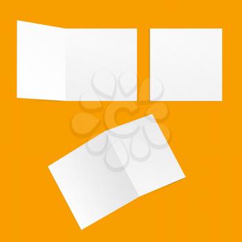 Template square postcards on a yellow background. Back and front.